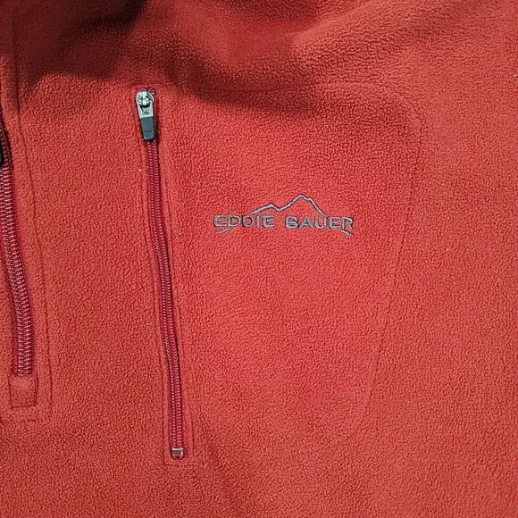 Eddie Bauer Long Sleeve Mens 1/4 Zip Pullover Sweater Adult XL Red Fleece - Picture 3 of 6